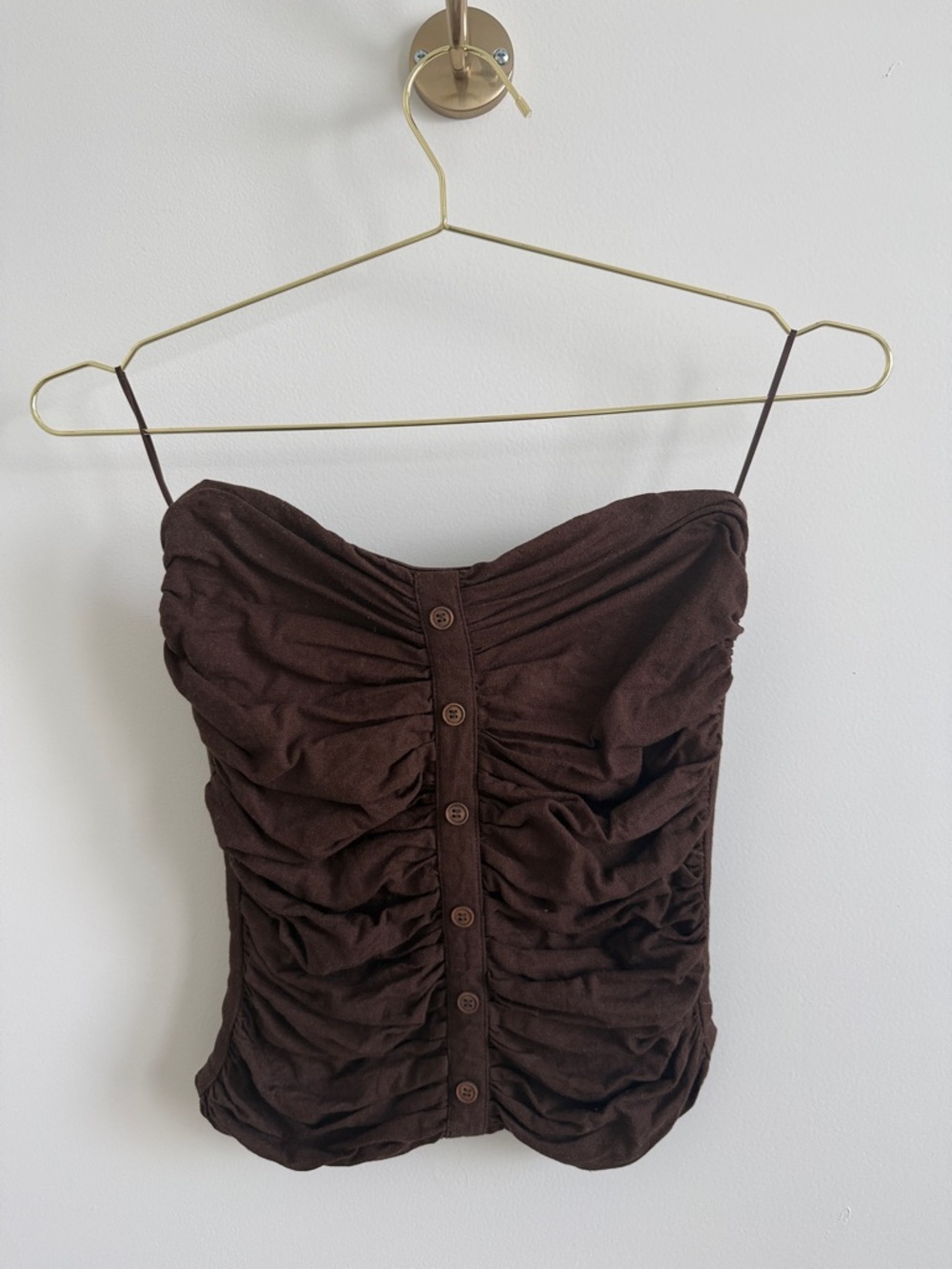 Strapless Ruched Brown Women's Top